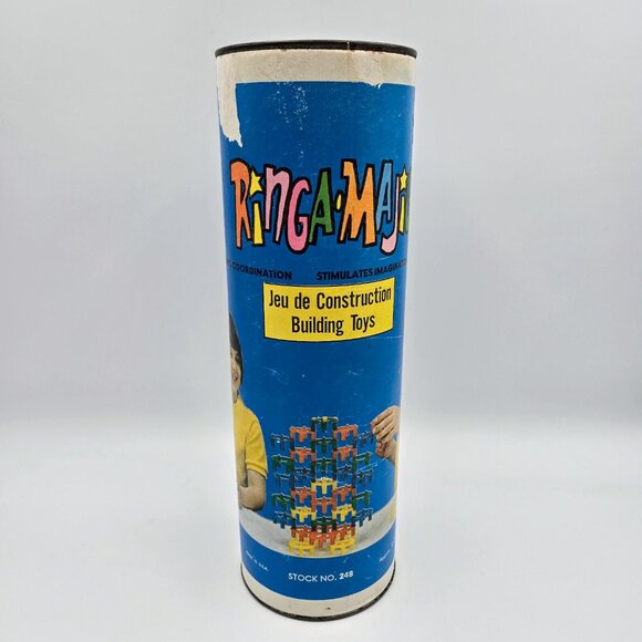 Vintage Ringa Majigs Stacking Building Toy Original Container 30 Pieces 1973 - Picture 5 of 10